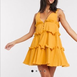 Button Front Tiered Mini Sundress